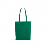 Bolsa de algodón reciclado y RPET con asas largas 220 g/m2 color verde vista frontal