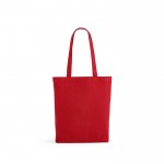 Bolsa de algodón y poliéster reciclado con asas largas 280 g/m2 color rojo vista frontal