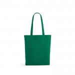 Bolsa de algodón y poliéster reciclado con asas largas 280 g/m2 color verde vista frontal