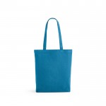 Bolsa de algodón y poliéster reciclado con asas largas 280 g/m2 color azul claro vista frontal