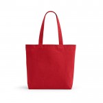 Bolsa de algodón reciclado y RPET con asas largas 280 g/m2 color rojo vista frontal