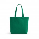 Bolsa de algodón reciclado y RPET con asas largas 280 g/m2 color verde vista frontal
