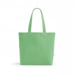 Bolsa de algodón reciclado y RPET con asas largas 280 g/m2 color verde claro vista frontal