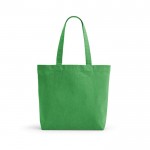 Bolsa de algodón reciclado y RPET con asas largas 280 g/m2 color verde claro vista frontal