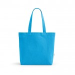 Bolsa de algodón reciclado y RPET con asas largas 280 g/m2 color azul claro vista frontal