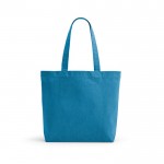 Bolsa de algodón reciclado y RPET con asas largas 280 g/m2 color azul claro vista frontal