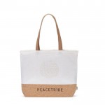 Bolsa de la compra de algodón reciclado con fondo de corcho 220 g/m2 con logo
