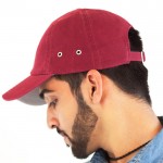Gorra de béisbol de algodón de sarga con ojales de metal 250 g/m2 color burdeos vista 1