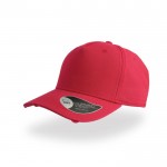 Gorra de algodón destruido con 5 paneles y cierre con hebilla color rojo