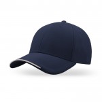 Gorra de poliéster reciclado con 6 paneles y visera con ribete color azul marino
