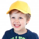 Gorra de algodón para niños de 5 paneles y cierre con velcro color amarillo vista 2