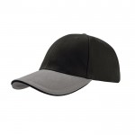 Gorra de algodón de tamaño único con cierre de hebilla 250 g/m2 color negro/gris