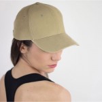 Gorra de algodón cepillado de 6 paneles con cierre de hebilla