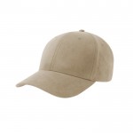Gorra de poliéster reciclado aterciopelada de 6 paneles 135 g/m2 color beige