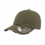 Gorra de algodón de estilo americano 90s con desgaste 280 g/m2 color verde oliva