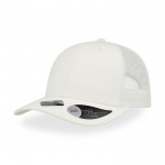 Gorra de algodón reciclado de 6 paneles y malla tarsera 250 g/m2 color blanco