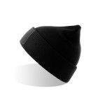 Gorro de poliéster reciclado de doble capa y parche personalizado color negro vista 11
