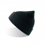 Gorro de poliéster reciclado de doble capa y parche personalizado color azul marino