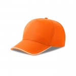 Gorra de béisbol de poliéster reciclado de 5 paneles 220 g/m2 color naranja