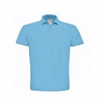 Polo de algodón de piqué para hombre con 2 botones 180 g/m2 B&C color azul claro