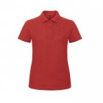 Polo en algodón de piqué para mujer de maga corta 180 g/m2 B&C color rojo