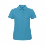 Polo en algodón de piqué para mujer de maga corta 180 g/m2 B&C color aguamarina