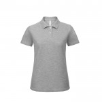 Polo en algodón de piqué para mujer de maga corta 180 g/m2 B&C color gris claro