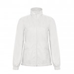 Chaqueta de poliéster para mujer impermeable y cortaviento B&C color blanco