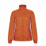 Chaqueta de poliéster para mujer impermeable y cortaviento B&C color naranja