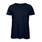 Camiseta de algodón orgánico para mujer manga corta 140 g/m2 B&C color azul marino