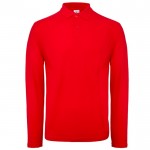 Polo de algodón de manga larga para hombre 180 g/m2 B&C color rojo