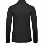 Polo básico de algodón de manga larga para mujer 180 g/m2 B&C color negro
