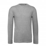 Camiseta de hombre de manga larga de algodón orgánico B&C color gris jaspeado