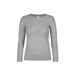 Camiseta de algodón para mujer de manga larga 145 g/m2 B&C color gris jaspeado