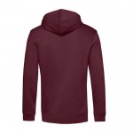 Sudadera moderna de algodón orgánico con capucha 280 g/m2 B&C color burdeos vista detalle 2