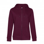 Sudadera de algodón para mujer con cremallera 280 g/m2 B&C color granate