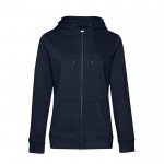 Sudadera de algodón para mujer con cremallera 280 g/m2 B&C color azul marino