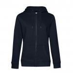 Sudadera de algodón para mujer con cremallera 280 g/m2 B&C color azul marino