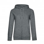 Sudadera de algodón para mujer con cremallera 280 g/m2 B&C color gris claro jaspeado
