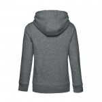 Sudadera de algodón para mujer con cremallera 280 g/m2 B&C color gris claro jaspeado vista detalle 2