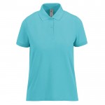 Polo clásico de algodón para mujer de manga corta 180 g/m2 B&C color turquesa