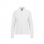 Polo clásico de algodón pique para mujer manga larga 180 g/m2 B&C color blanco