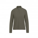 Polo clásico de algodón pique para mujer manga larga 180 g/m2 B&C color verde militar