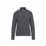Polo clásico de algodón pique para mujer manga larga 180 g/m2 B&C color gris oscuro