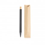 Bolígrafo de aluminio reciclado con pulsador de bambú tinta negra color negro vista 11