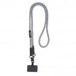 Cordón de RPET con soporte para llevar el móvil y doble mosquetón color blanco/negro vista 3