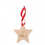 Estrella de madera con cinta roja personalizada