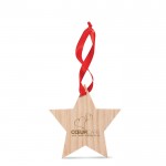 Estrella de madera con cinta roja personalizada
