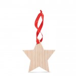 Estrella de madera con cinta roja