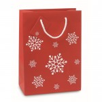 Bolsa con copos de nieve mediana color rojo